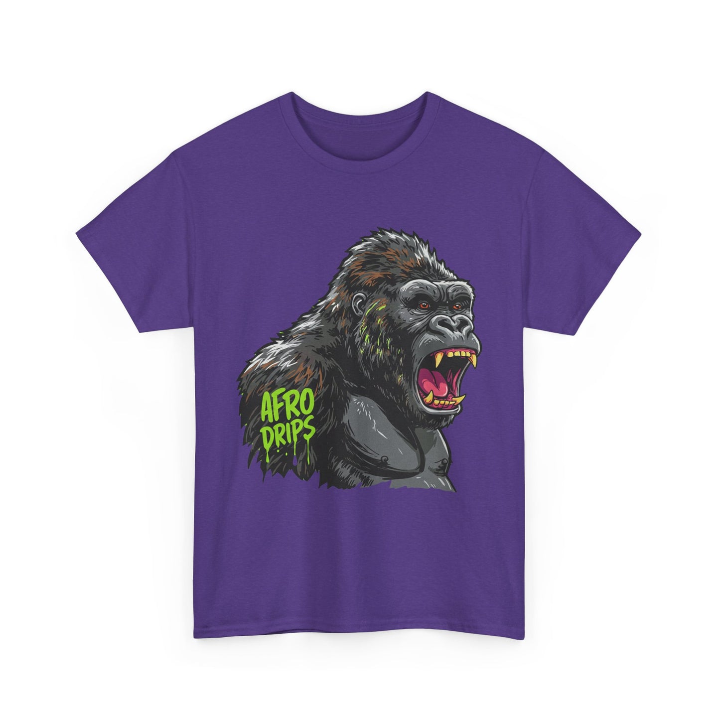 Afro Drips Unisex Heavy Cotton Tee - Bold Gorilla Graphic T-Shirt