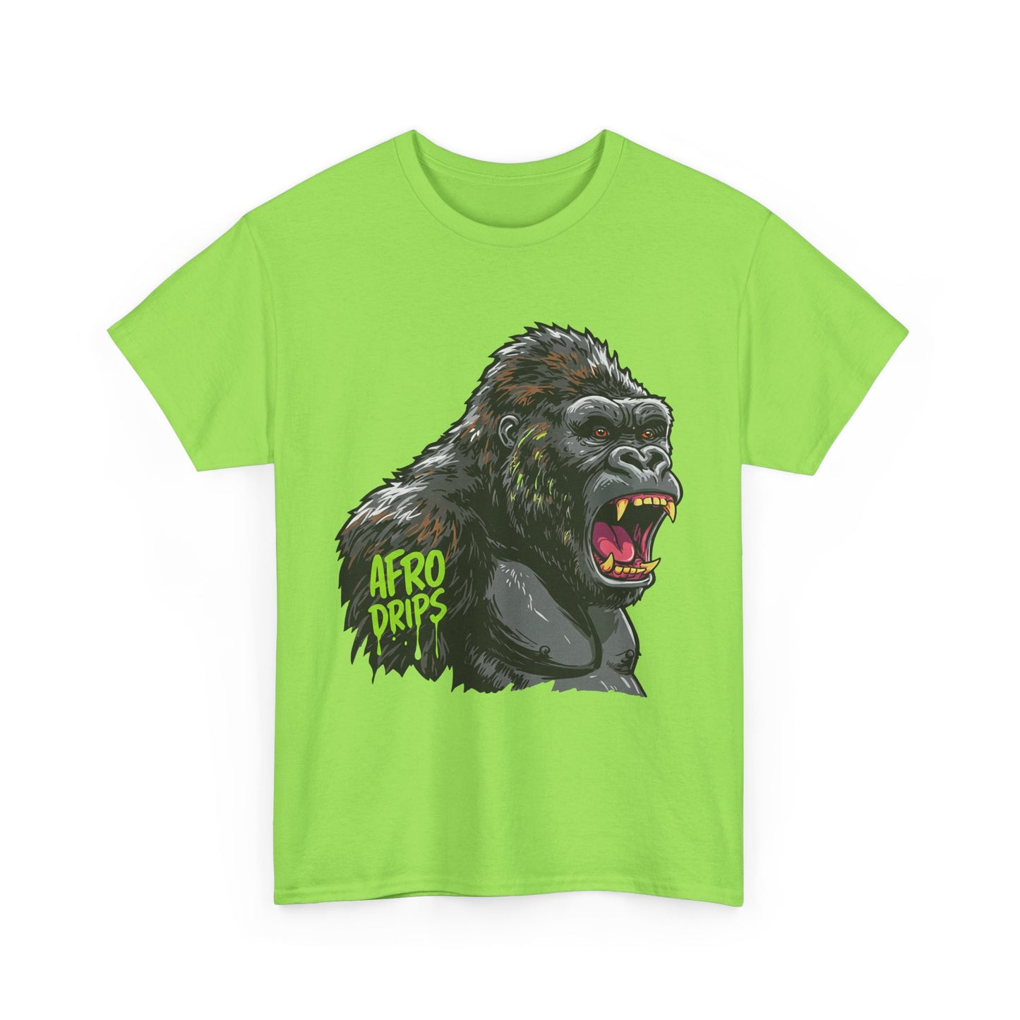 Afro Drips Unisex Heavy Cotton Tee - Bold Gorilla Graphic T-Shirt