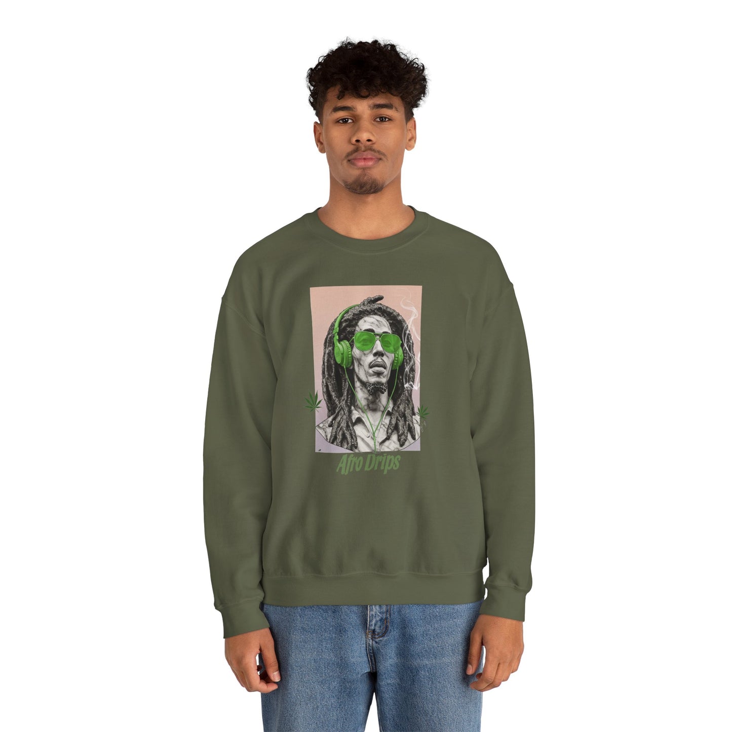 Afro Drips Unisex Crewneck Sweatshirt - Stylish, Chill Vibe for Music Lovers