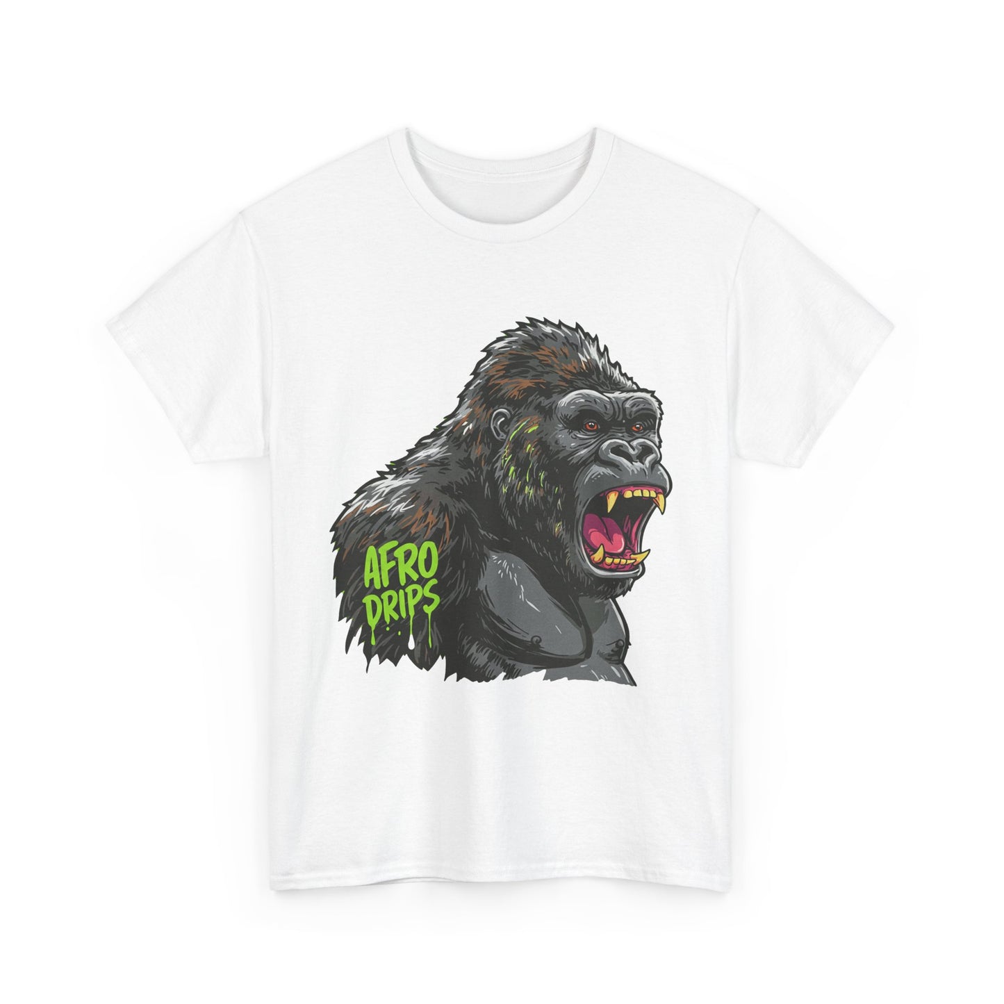 Afro Drips Unisex Heavy Cotton Tee - Bold Gorilla Graphic T-Shirt