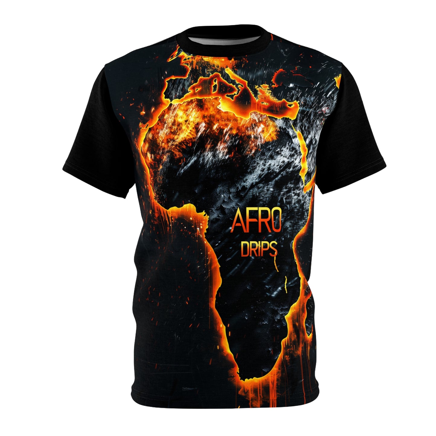 Afro Drip Flame Map - Unisex Cut & Sew Tee