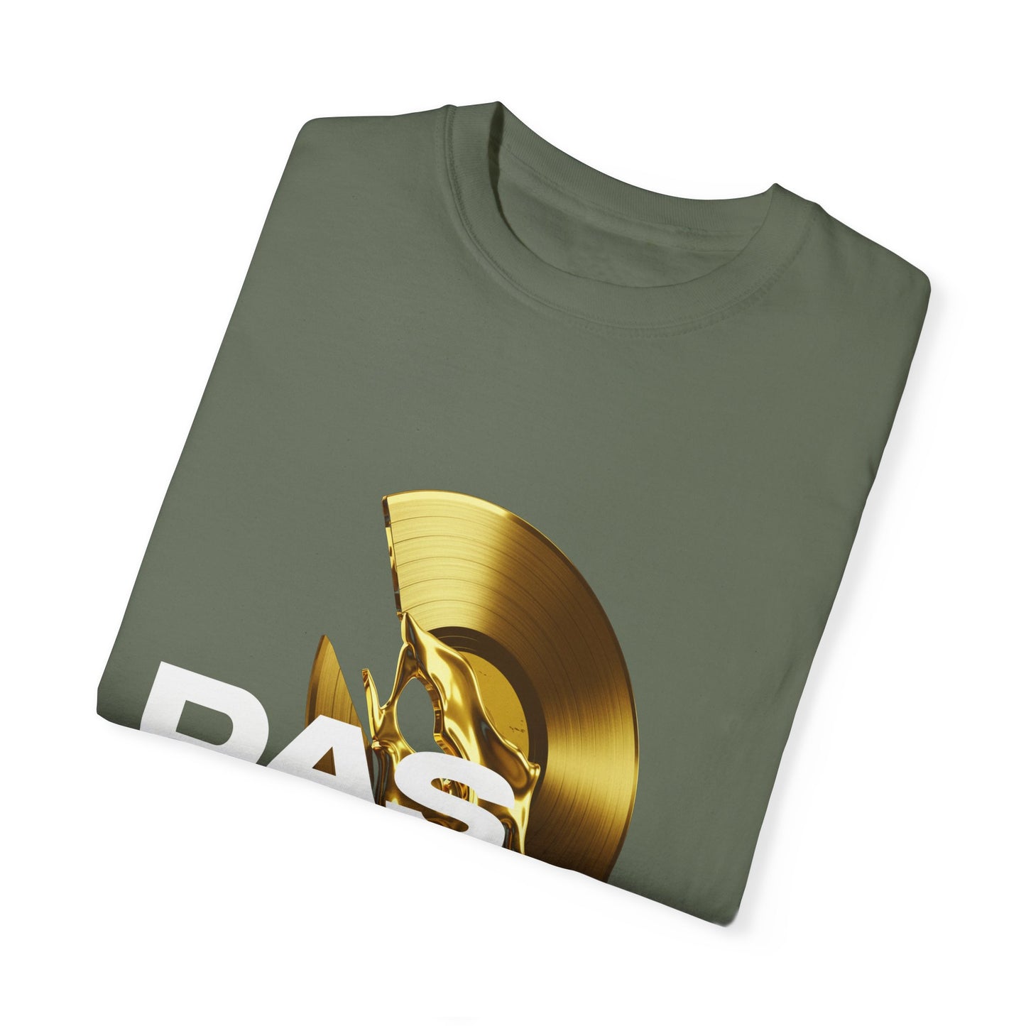 Stylish Unisex Garment-Dyed T-Shirt featuring 'DASMADJ' Gold Vinyl Design