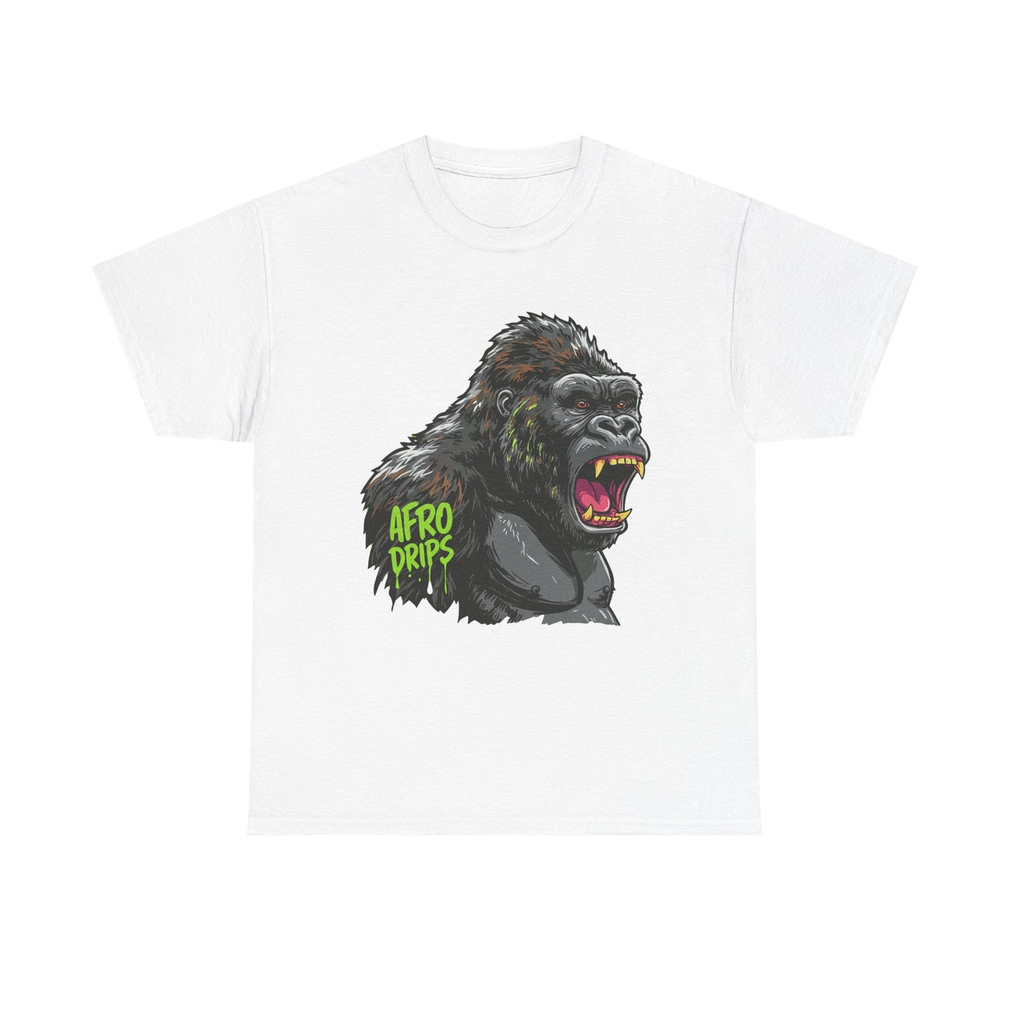 Afro Drips Unisex Heavy Cotton Tee - Bold Gorilla Graphic T-Shirt