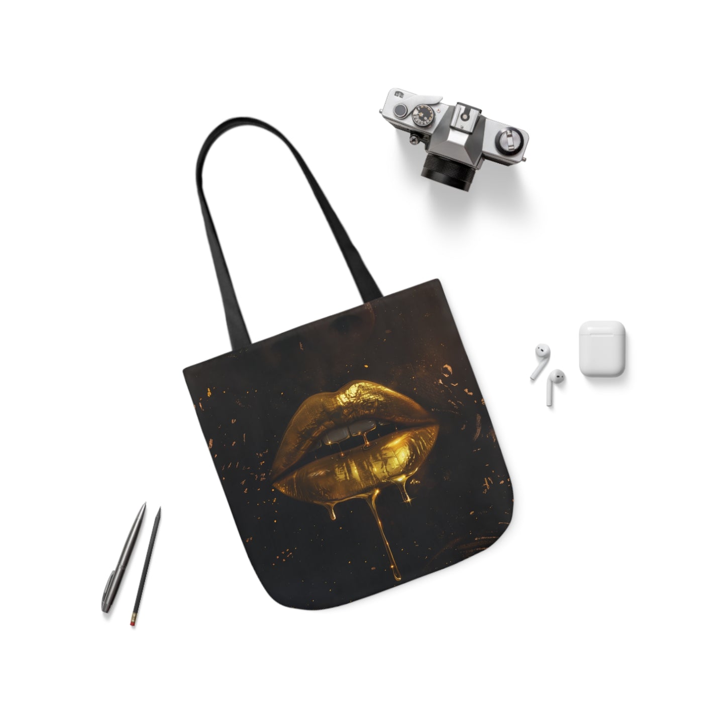 Gold Lip Drip - Canvas Tote Bag