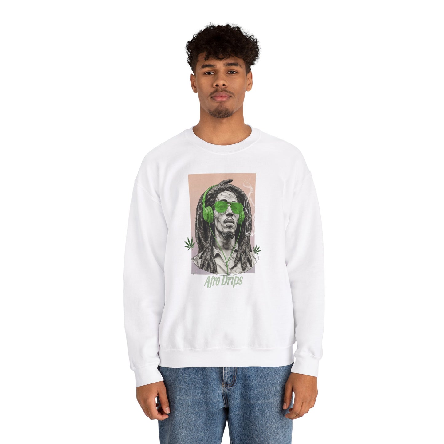 Afro Drips Unisex Crewneck Sweatshirt - Stylish, Chill Vibe for Music Lovers