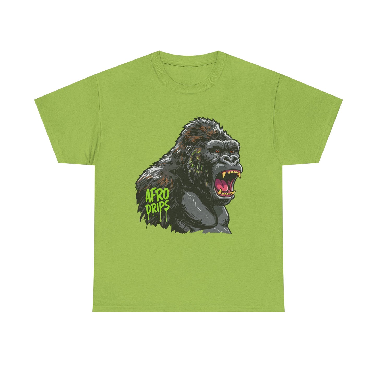 Afro Drips Unisex Heavy Cotton Tee - Bold Gorilla Graphic T-Shirt