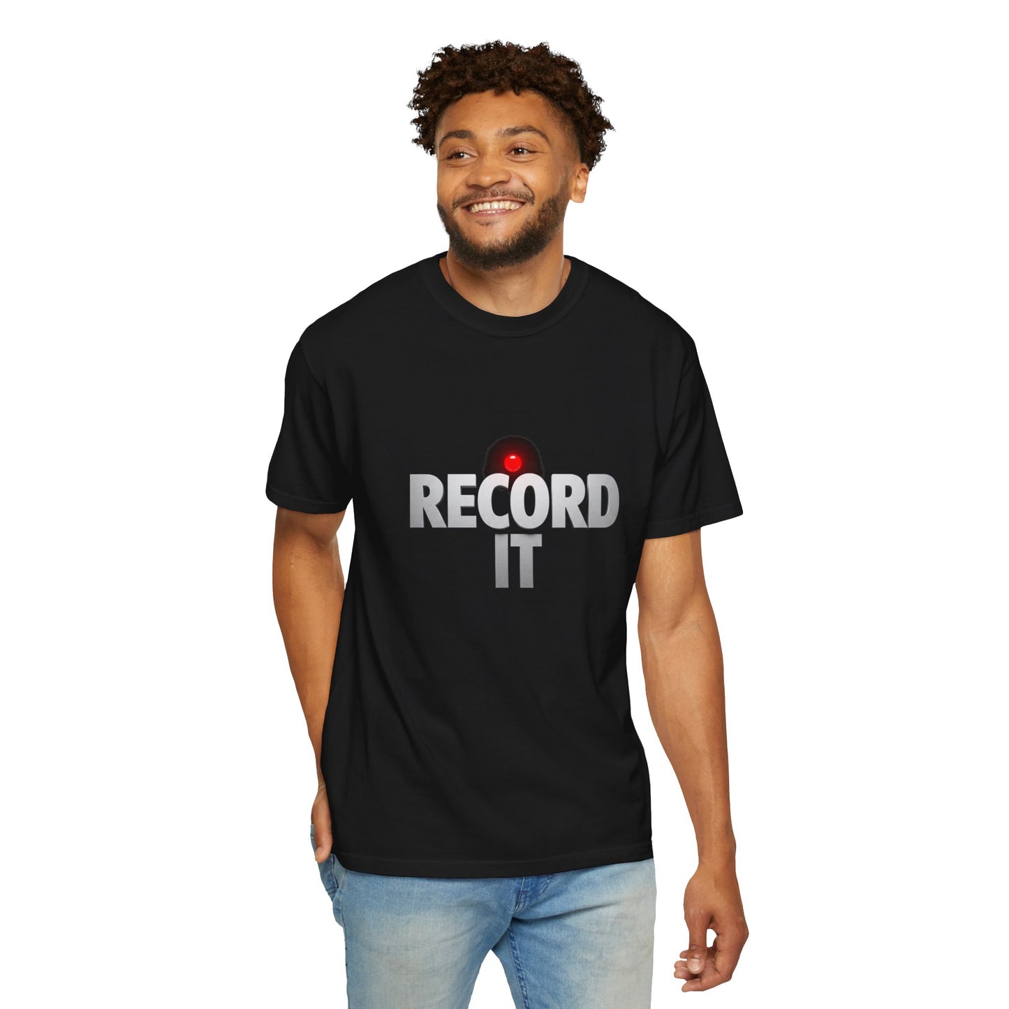 Unisex Garment-Dyed T-Shirt - 'Record It' Graphic Tee for Music Lovers