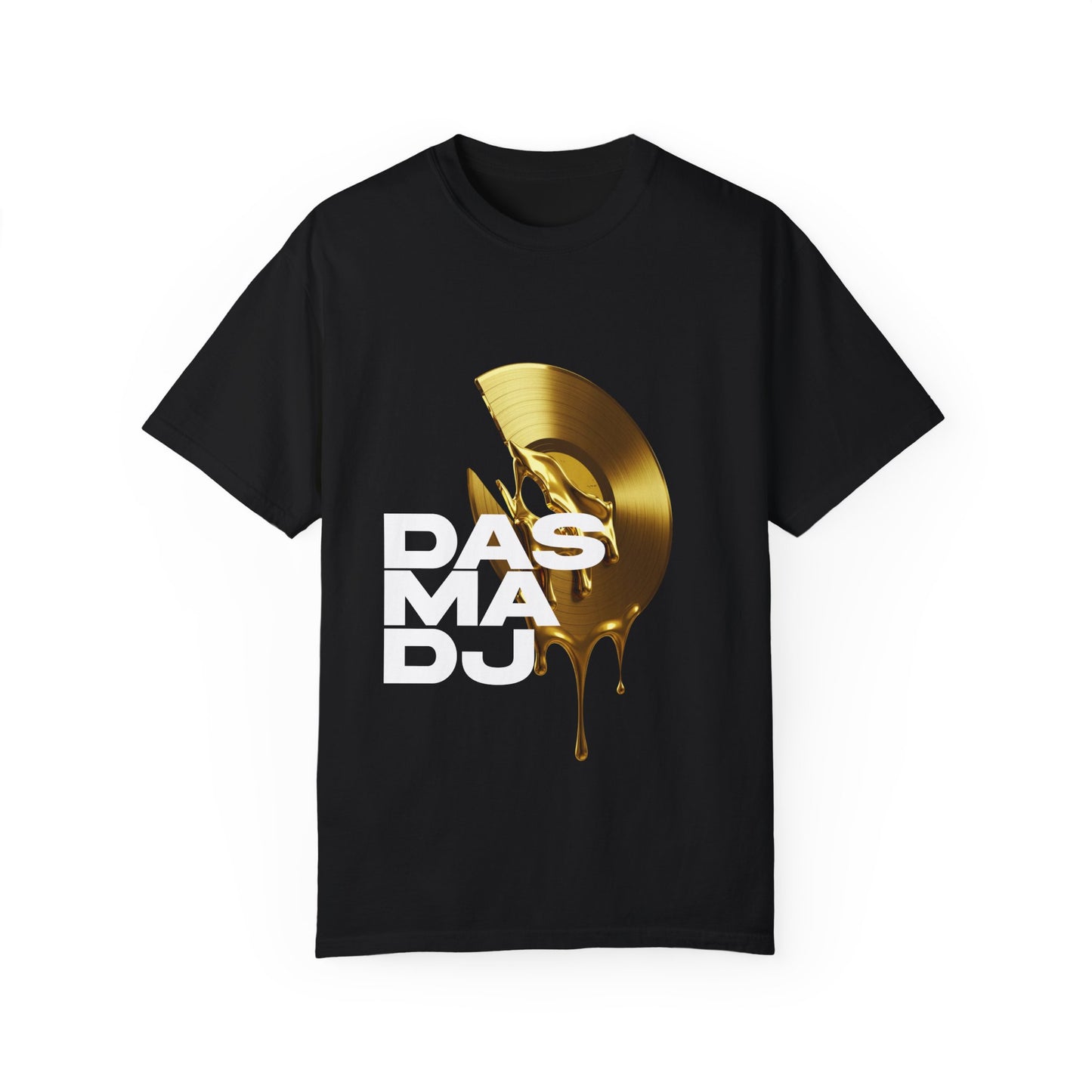 Stylish Unisex Garment-Dyed T-Shirt featuring 'DASMADJ' Gold Vinyl Design