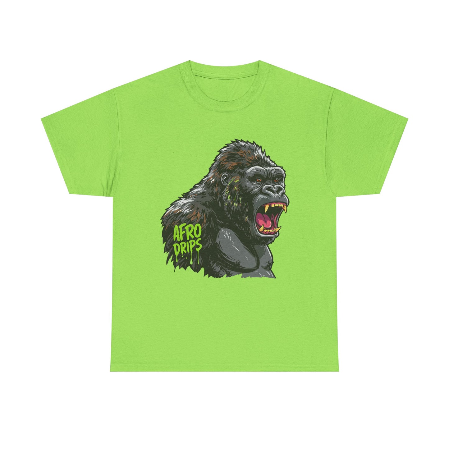 Afro Drips Unisex Heavy Cotton Tee - Bold Gorilla Graphic T-Shirt