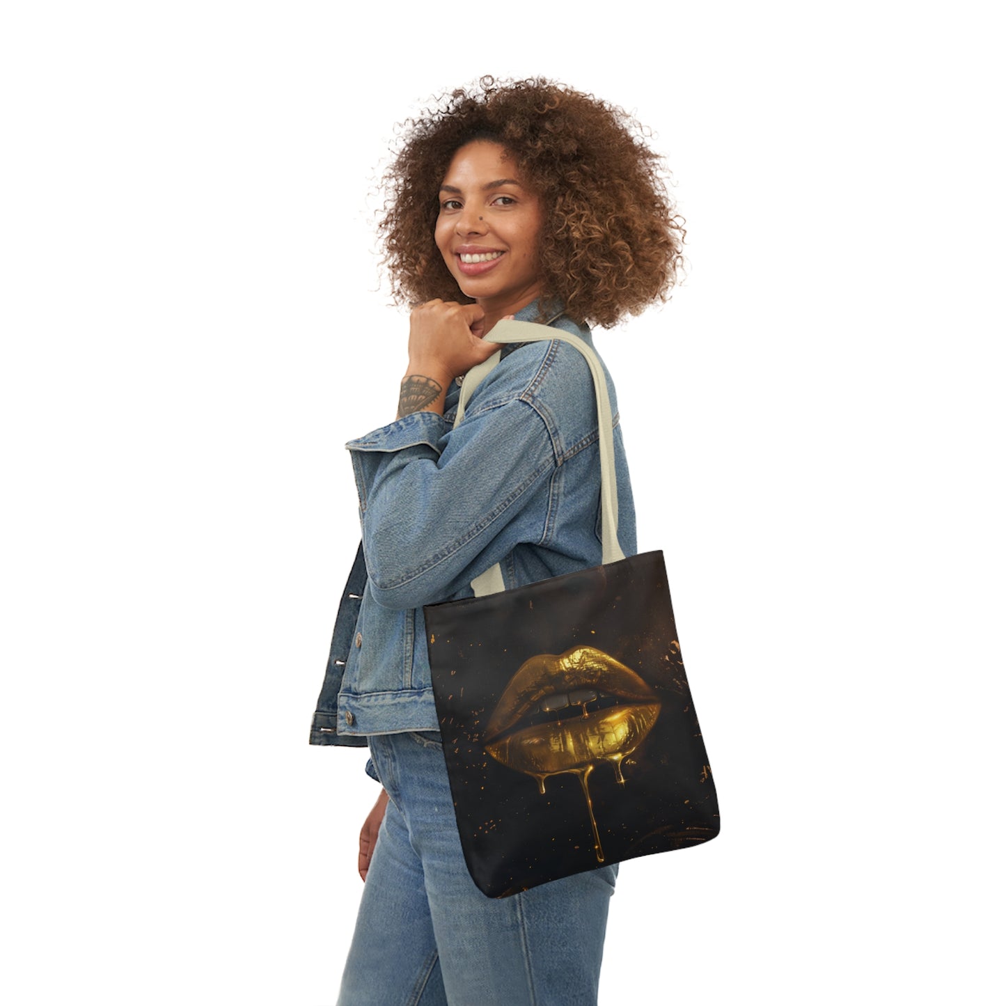 Gold Lip Drip - Canvas Tote Bag