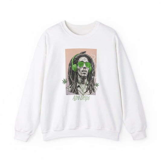 Afro Drips Unisex Crewneck Sweatshirt - Stylish, Chill Vibe for Music Lovers