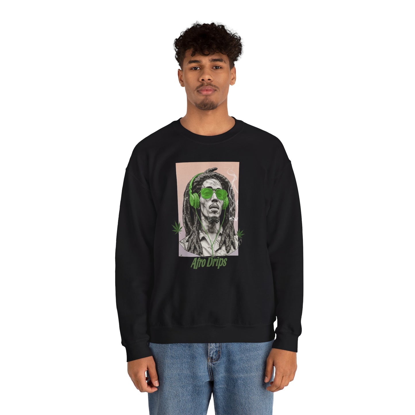 Afro Drips Unisex Crewneck Sweatshirt - Stylish, Chill Vibe for Music Lovers