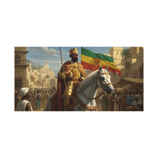 King's Majesty Canvas Art - Ethiopian Crown and Flag Decor