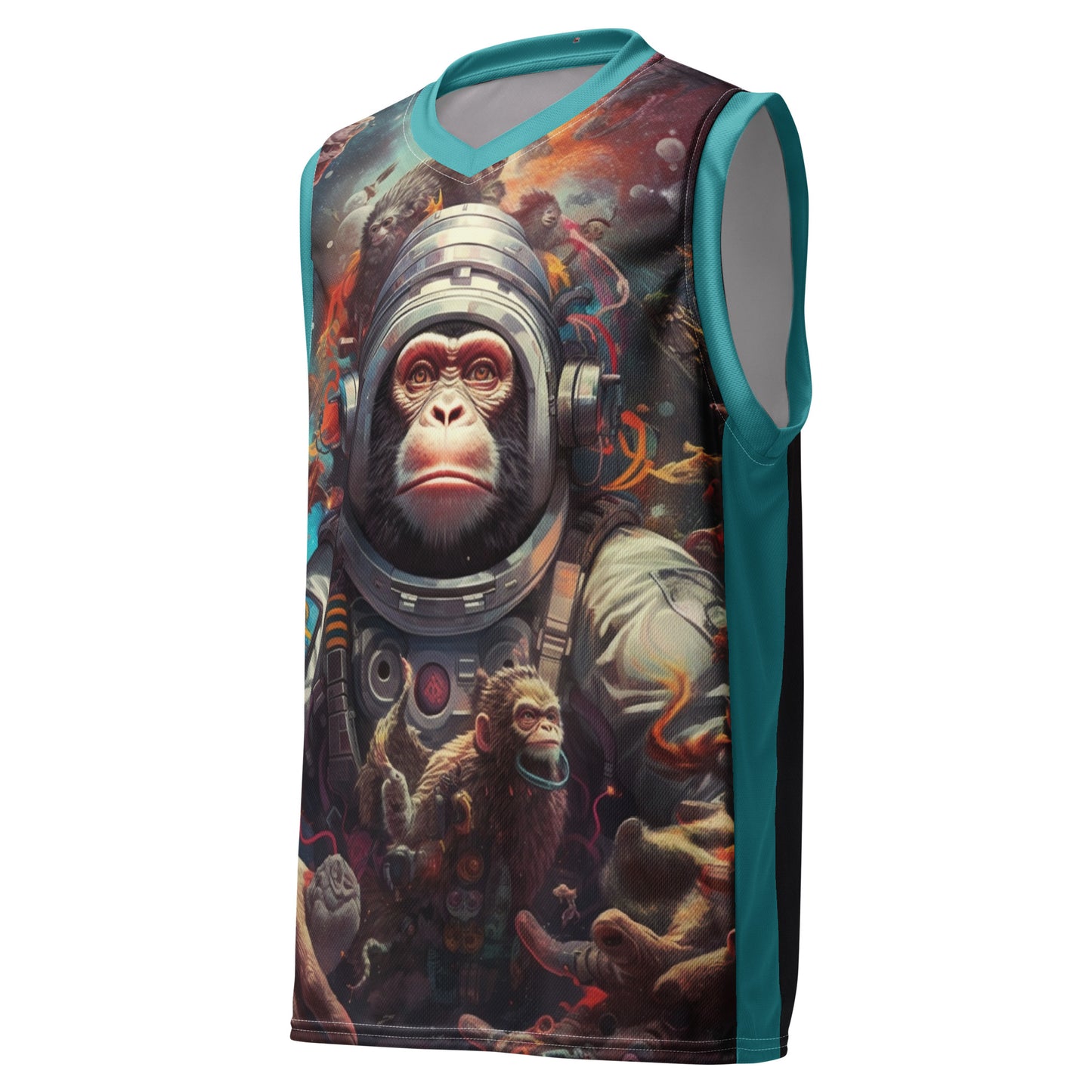 Space Monkey.- Recycled unisex basketball jersey