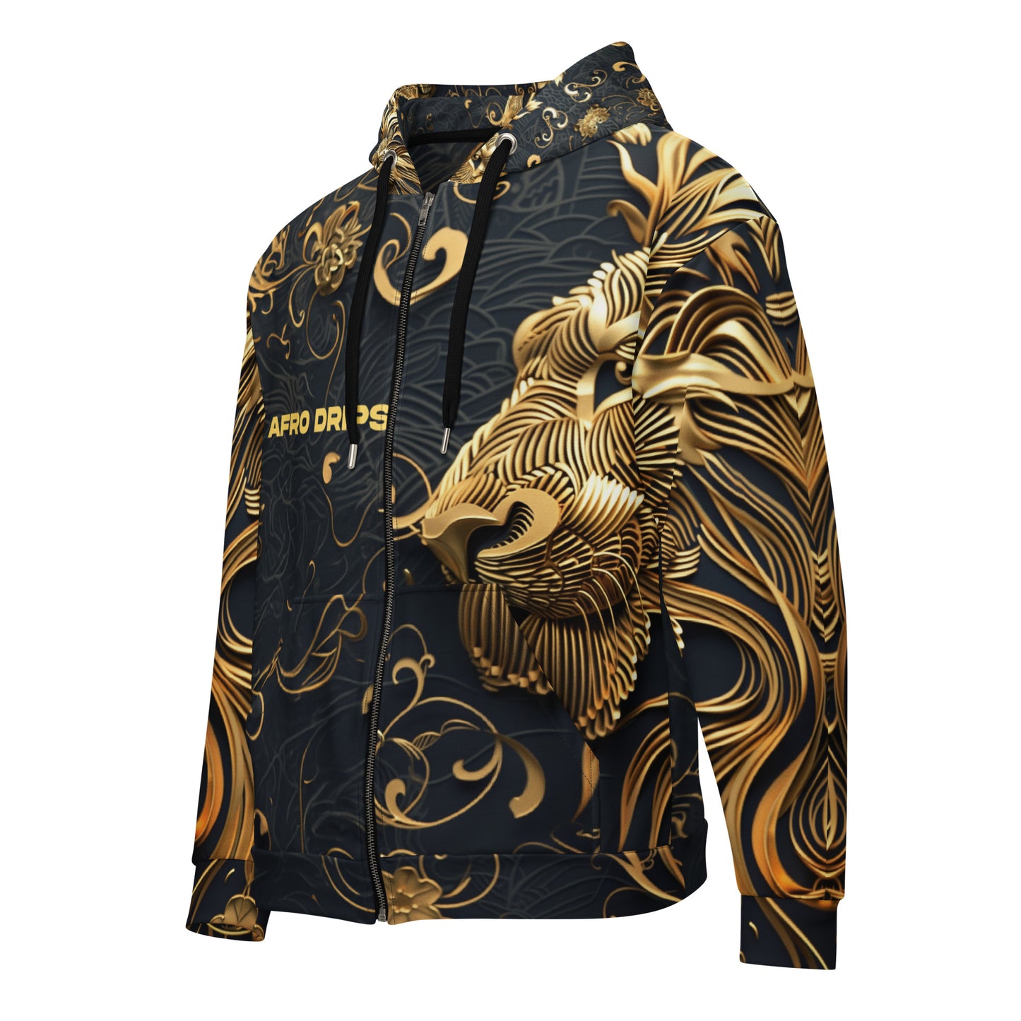 Lion Afro Drips - zip hoodie