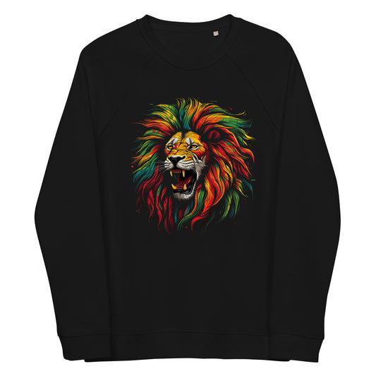 Rasta Lion  - Unisex organic raglan sweatshirt